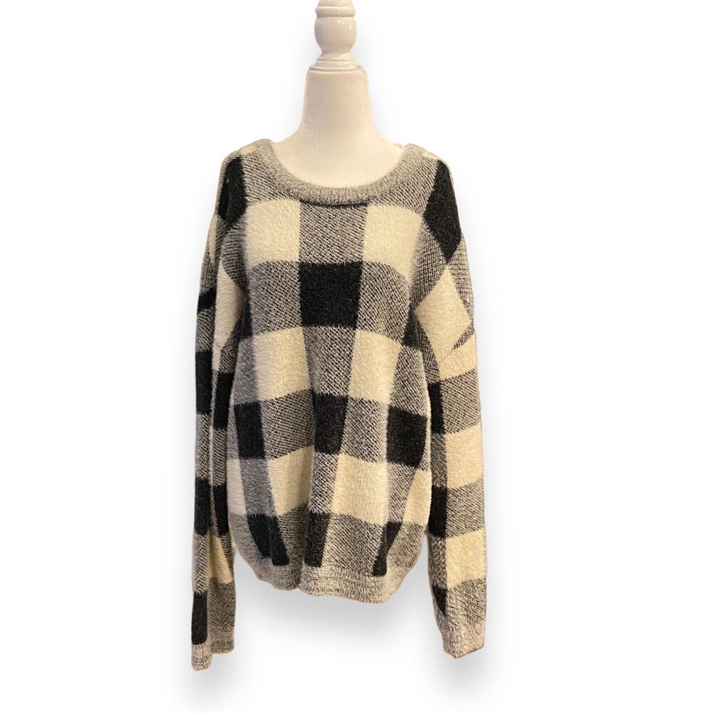 Cyrus Buffalo Check Fuzzy Sweater